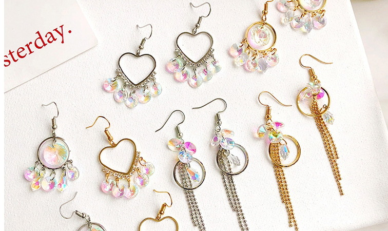 Fashion Tassel Gold Color Crystal Love Round Tassel Alloy Earrings,Drop Earrings