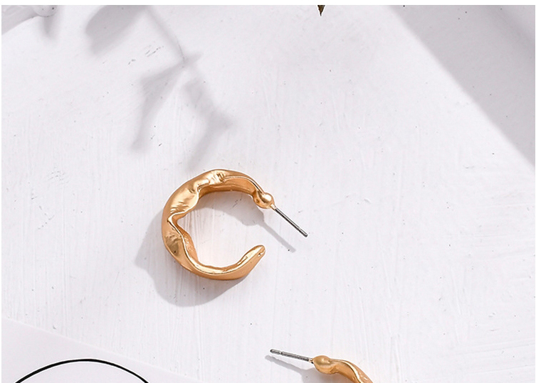 Fashion Gold Color C-shaped Irregular Dumb Gold Earrings,Stud Earrings