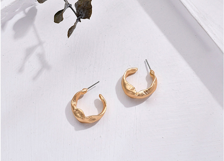 Fashion Gold Color C-shaped Irregular Dumb Gold Earrings,Stud Earrings