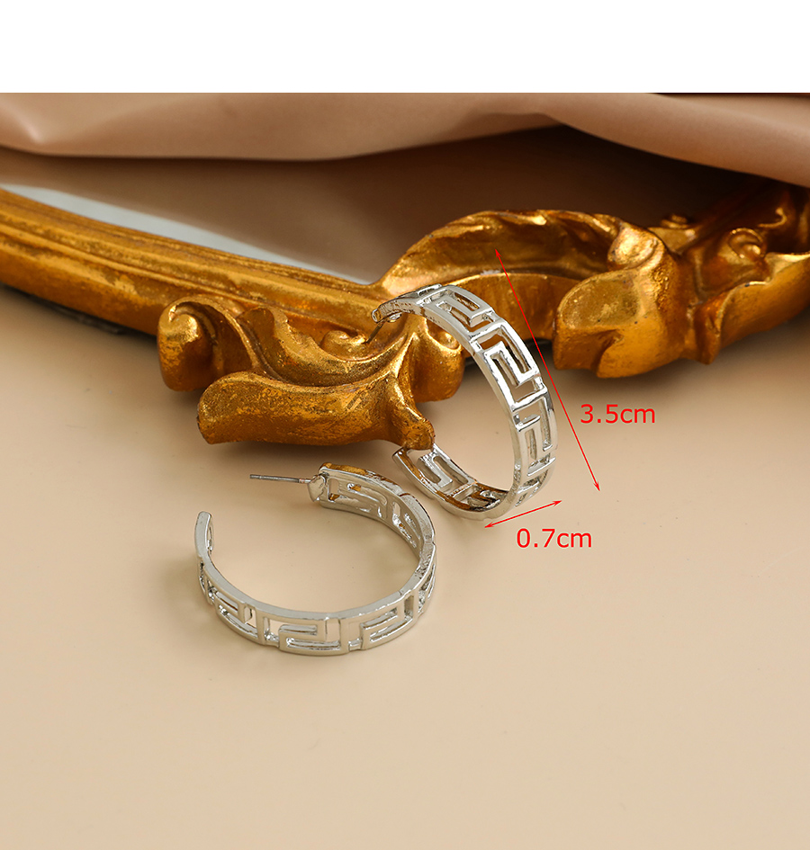 Fashion Golden Alloy Hollow Geometric Semicircular Earrings,Stud Earrings