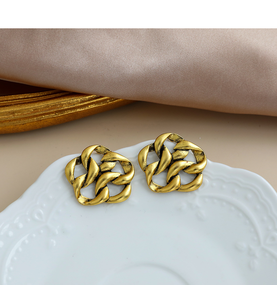 Fashion Golden Alloy Chain Flower Earrings,Stud Earrings