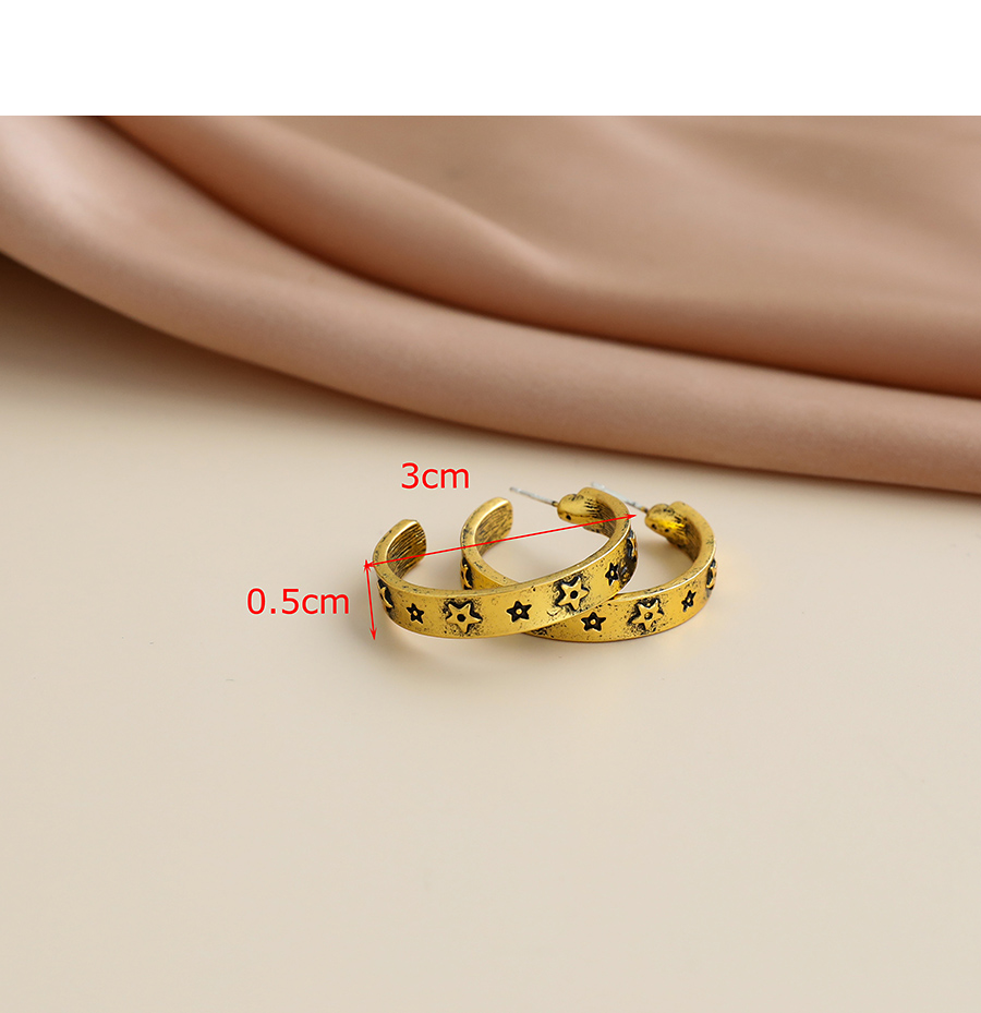 Fashion Golden Alloy Five-pointed Star Semicircular Earrings,Stud Earrings
