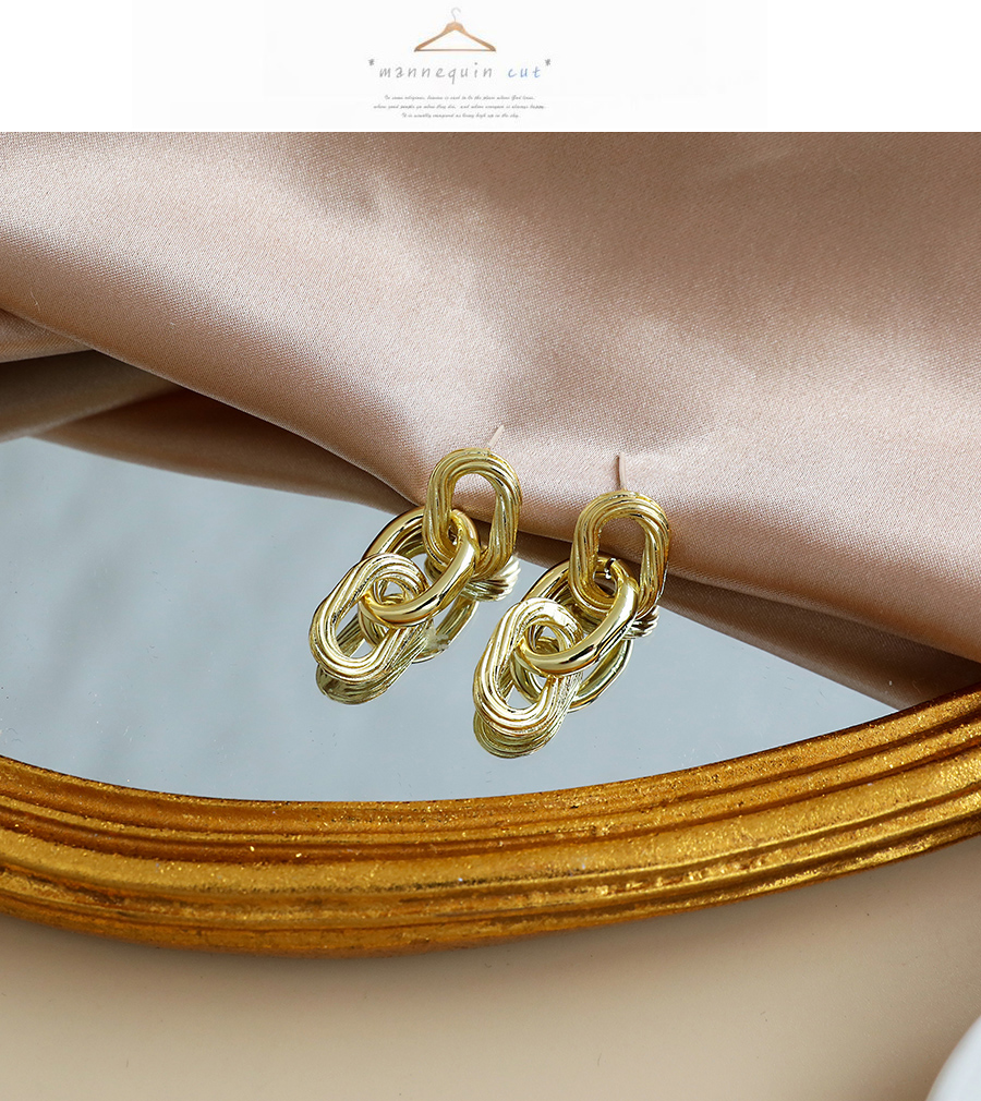 Fashion Golden Alloy Twisted Chain Earrings,Drop Earrings