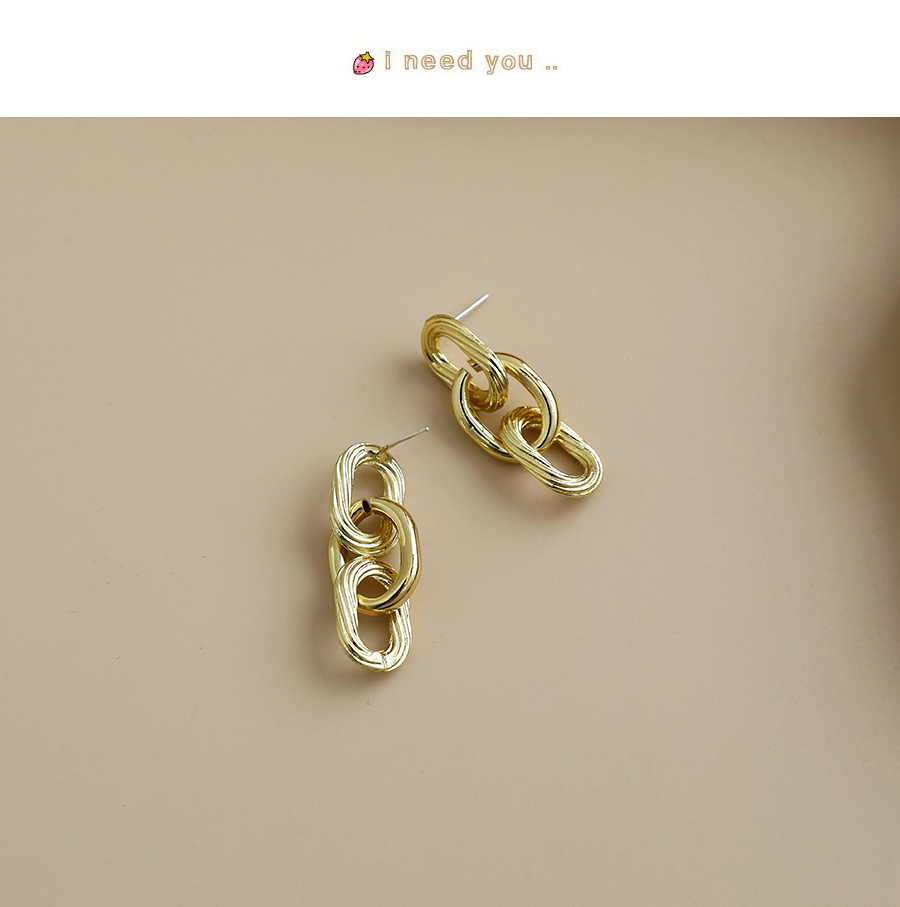 Fashion Golden Alloy Twisted Chain Earrings,Drop Earrings