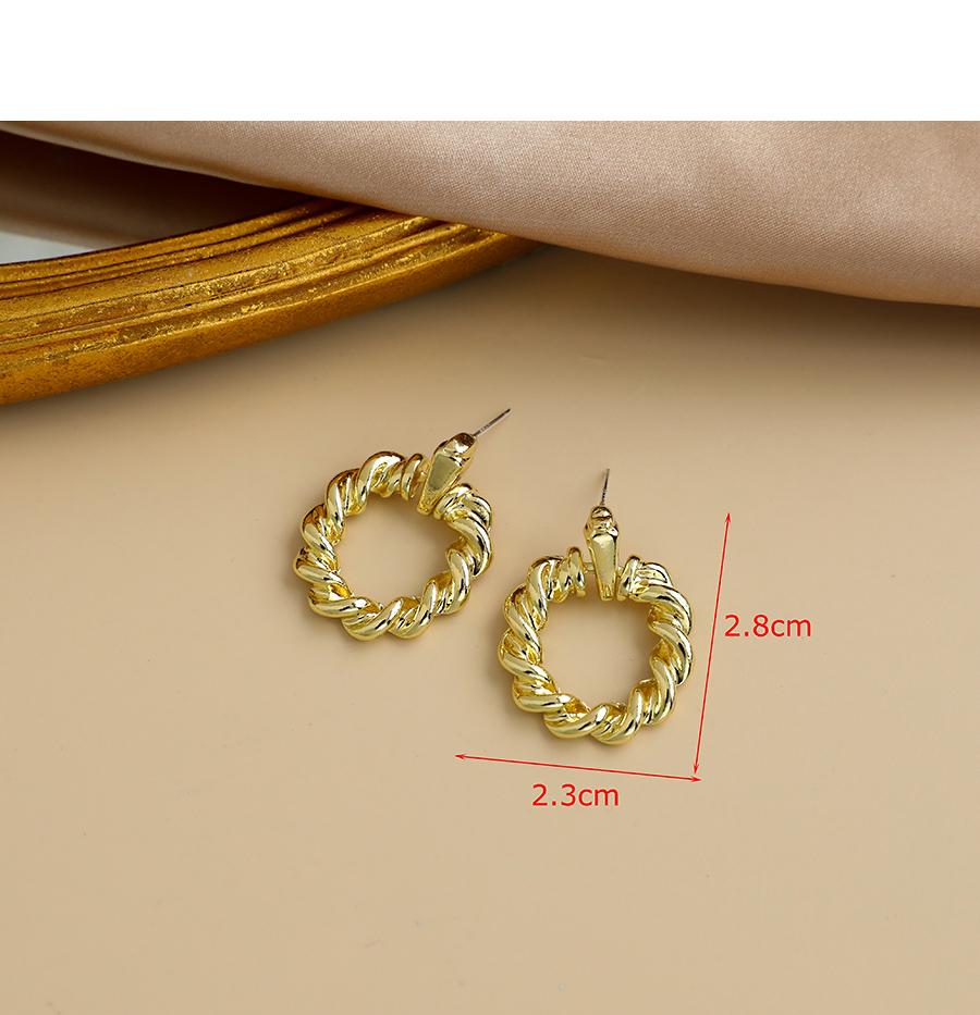 Fashion Golden Alloy Twisted Hollow Round Earrings,Stud Earrings