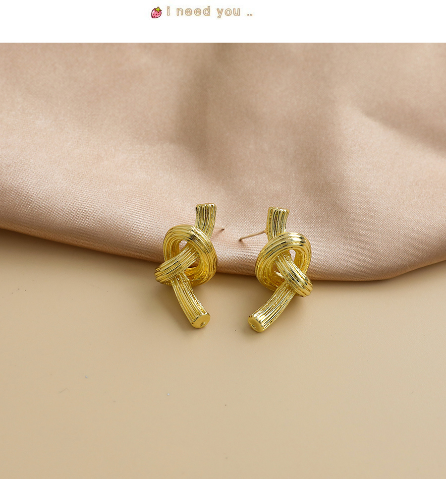 Fashion Golden Alloy Knotted Earrings,Stud Earrings