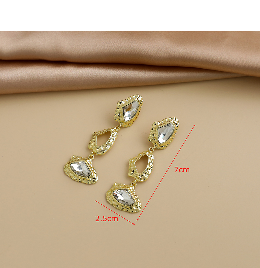 Fashion Golden Alloy Diamond Geometric Shape Earrings,Drop Earrings