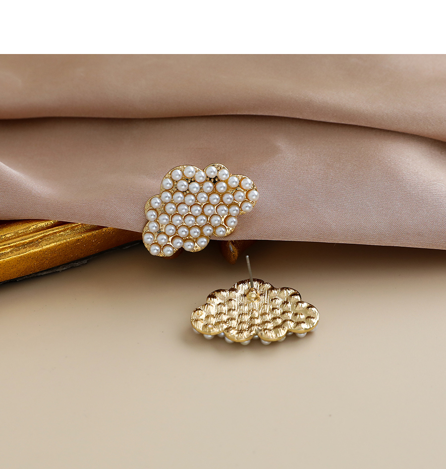 Fashion Pearl Alloy Pearl Diamond Cloud Stud Earrings,Stud Earrings