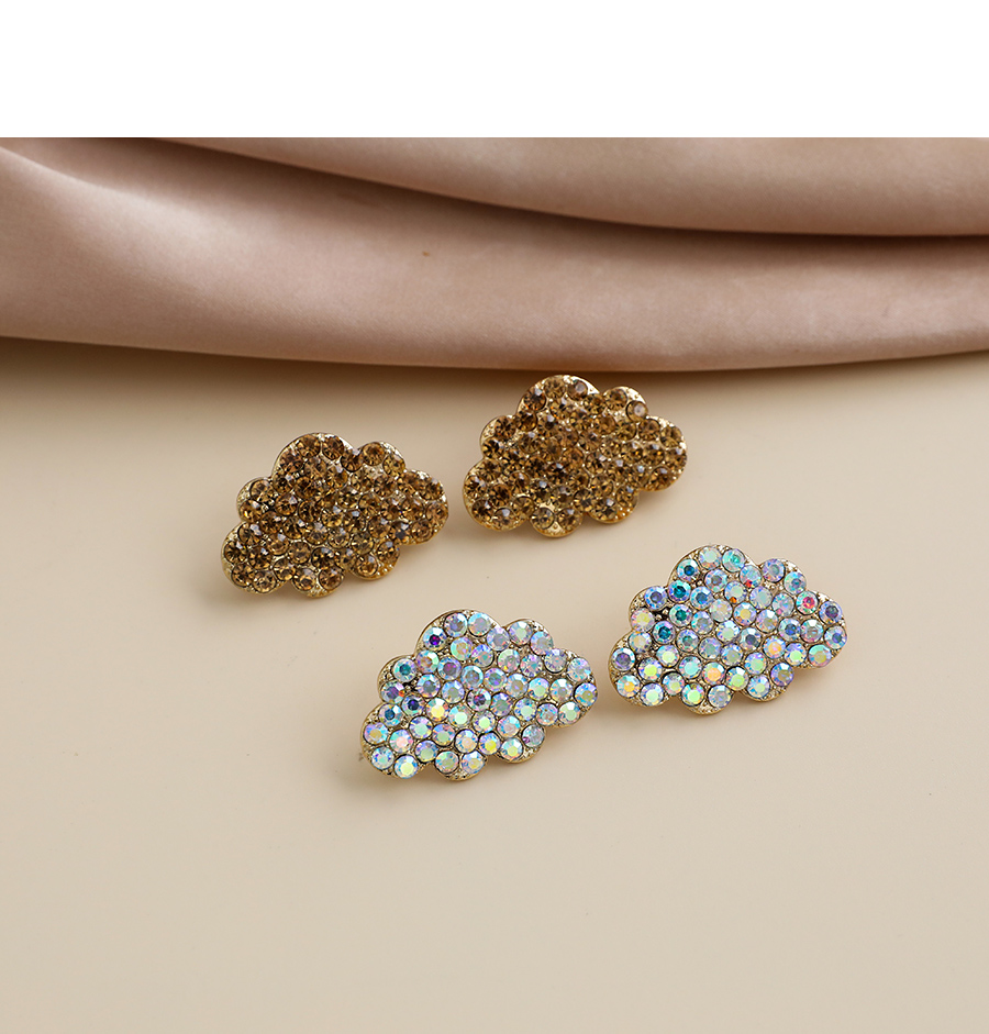 Fashion Champagne Alloy Pearl And Diamond Cloud Earrings,Stud Earrings