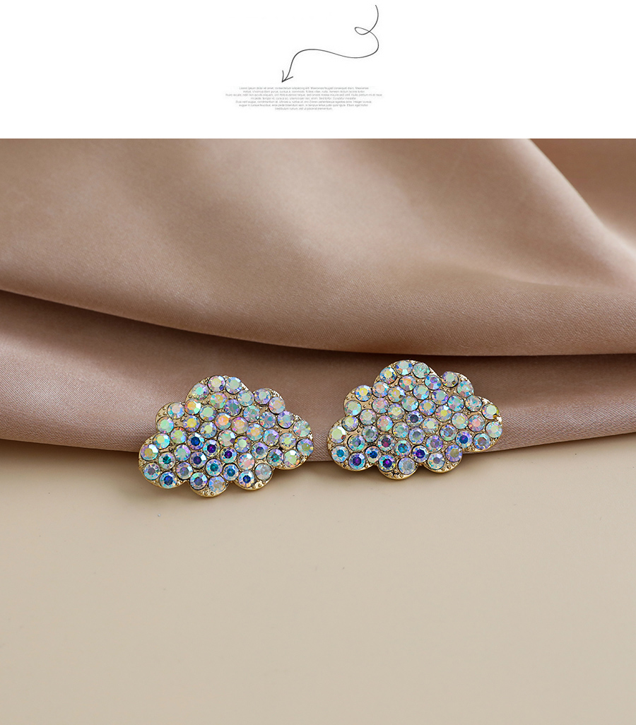 Fashion Champagne Alloy Pearl And Diamond Cloud Earrings,Stud Earrings