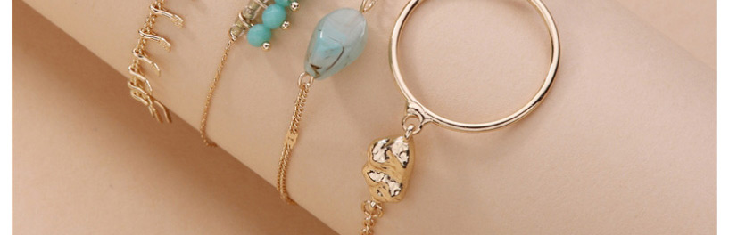 Fashion Gold Color Natural Stone Environmental Protection Alloy Circle Bracelet Set,Bracelets Set