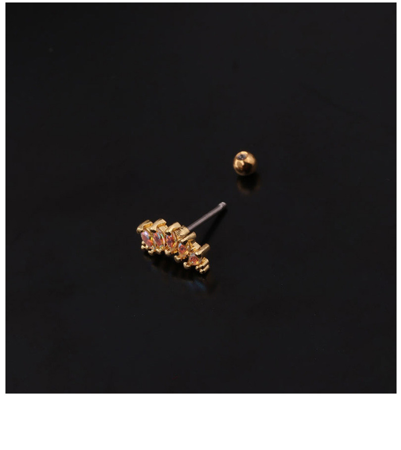 Fashion Gold 7# Micro-inlaid Zircon Stainless Steel Geometric Earrings,Earrings