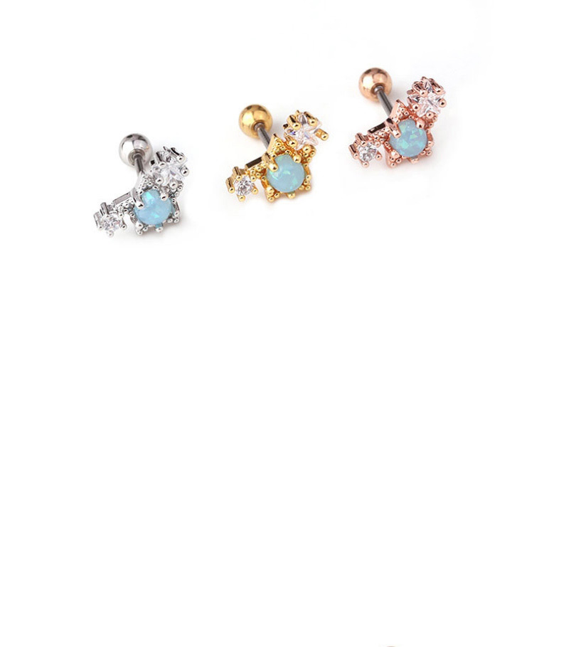 Fashion Rose Gold 8# Micro-inlaid Zircon Stainless Steel Geometric Earrings,Earrings