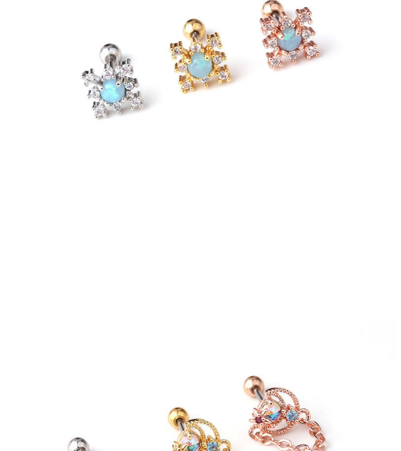 Fashion Rose Gold 8# Micro-inlaid Zircon Stainless Steel Geometric Earrings,Earrings