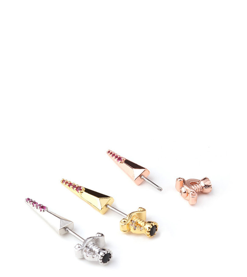 Fashion Gold 7# Micro-inlaid Zircon Stainless Steel Geometric Earrings,Earrings