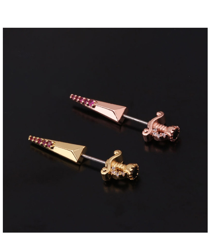 Fashion Gold 8# Micro-inlaid Zircon Stainless Steel Geometric Earrings,Earrings