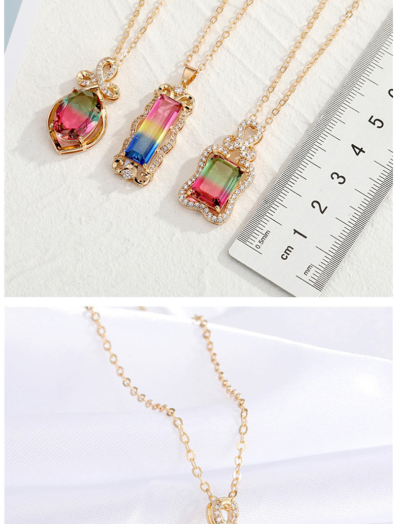 Fashion Round Pink Green Geometric Alloy Necklace With Diamond Imitation Gemstone Pendant,Pendants
