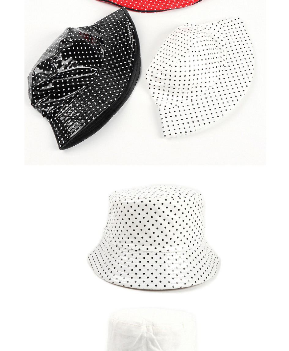 Fashion Red Polka Dot Print Double-sided Pu Leather Fisherman Hat,Beanies&Others