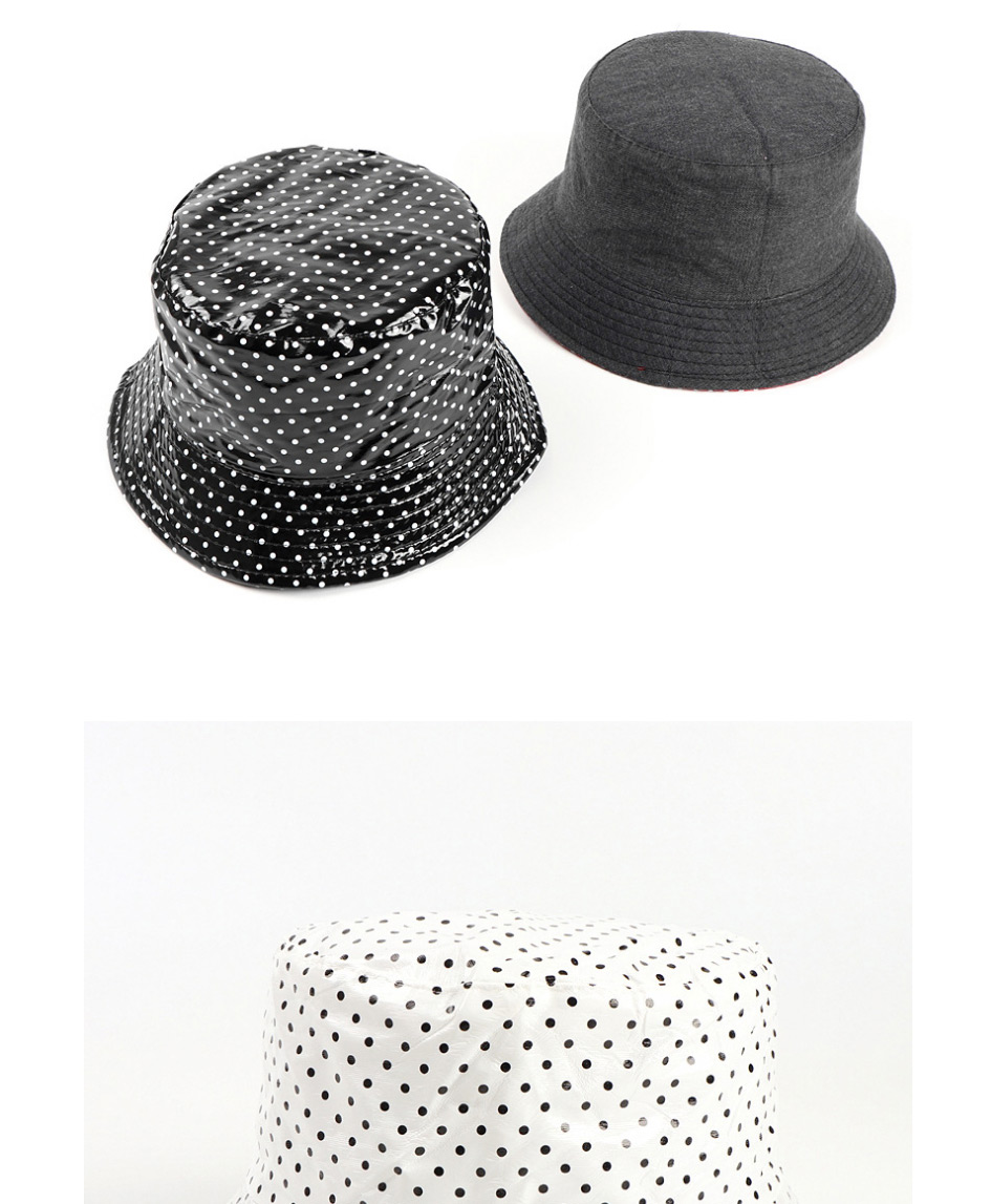 Fashion Red Polka Dot Print Double-sided Pu Leather Fisherman Hat,Beanies&Others
