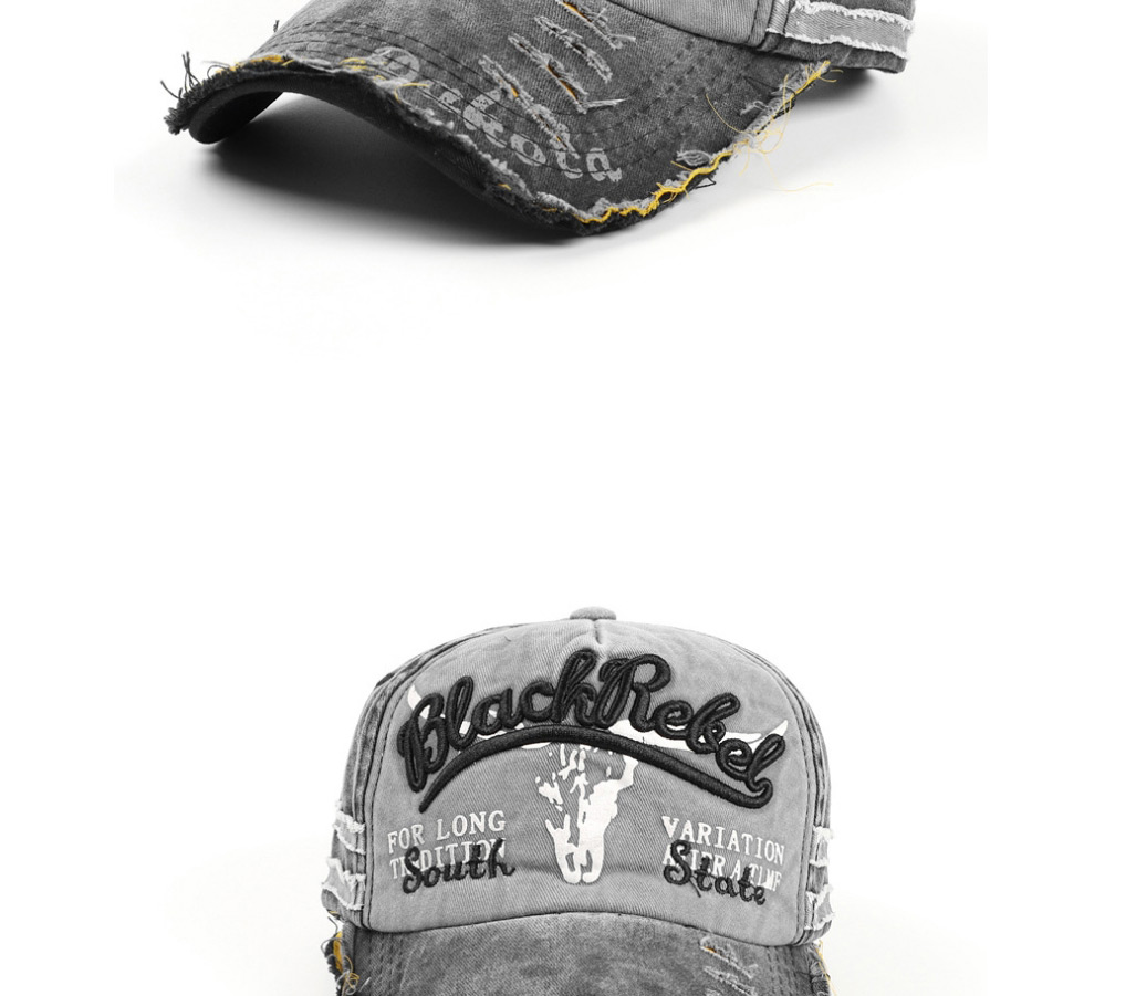 Fashion Navy+gray Old Washed Stitching Letter Embroidery Frayed Baseball Cap,Baseball Caps