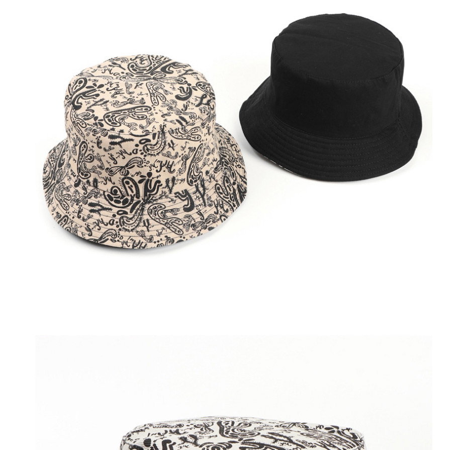 Fashion Off-white Cashew Print Double-sided Cotton Fisherman Hat,Beanies&Others