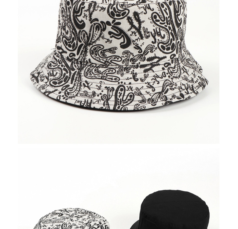 Fashion Off-white Cashew Print Double-sided Cotton Fisherman Hat,Beanies&Others