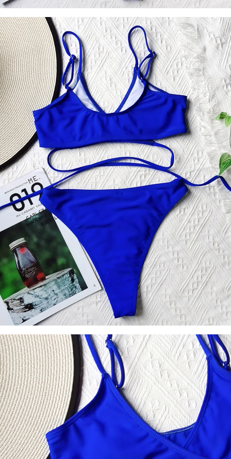 Fashion Sapphire Solid Color Bandage Knotted Swimsuit,Bikini Sets