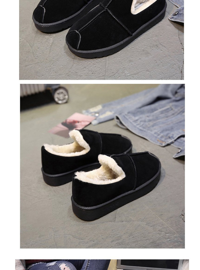 Fashion Black Furry And Fleece Platform Round Toe Snow Boots,Slippers