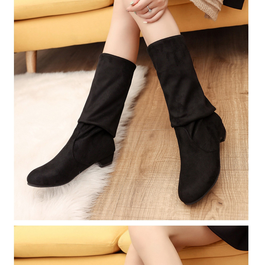 Fashion Red Round-toed Suede Non-slip Over The Knee Boots,Slippers