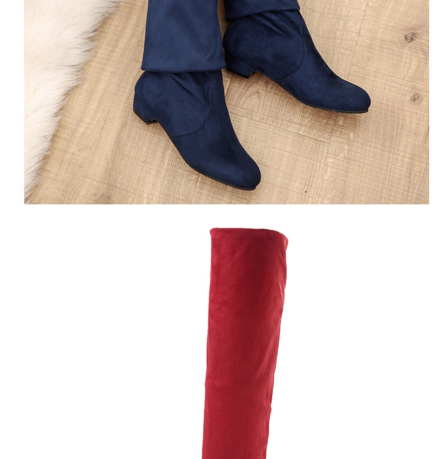 Fashion Red Round-toed Suede Non-slip Over The Knee Boots,Slippers