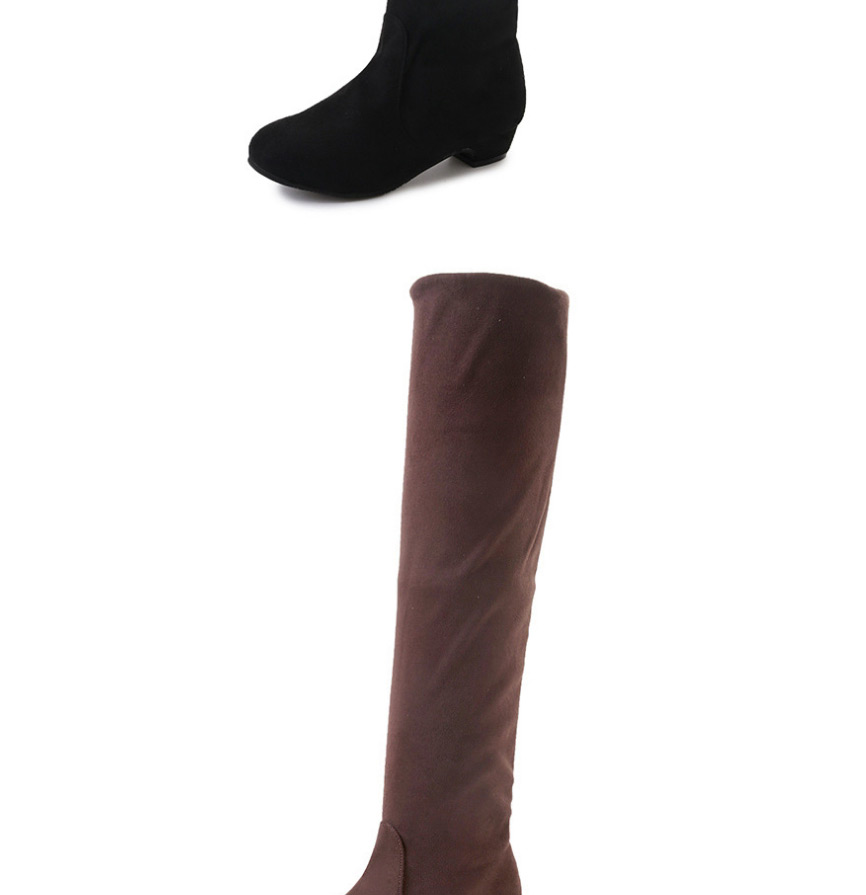 Fashion Brown Round-toed Suede Non-slip Over The Knee Boots,Slippers