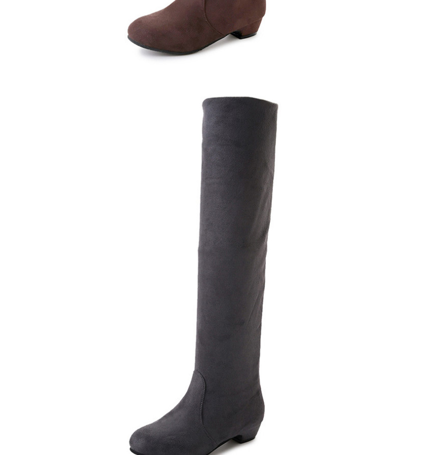 Fashion Brown Round-toed Suede Non-slip Over The Knee Boots,Slippers