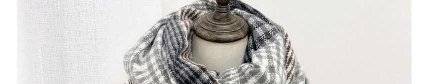 Fashion Striped Gray Brown Double-sided Padded Scarf With Striped Raw Edge Letter Mark,knitting Wool Scaves
