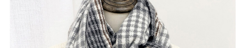 Fashion Striped Gray Brown Double-sided Padded Scarf With Striped Raw Edge Letter Mark,knitting Wool Scaves