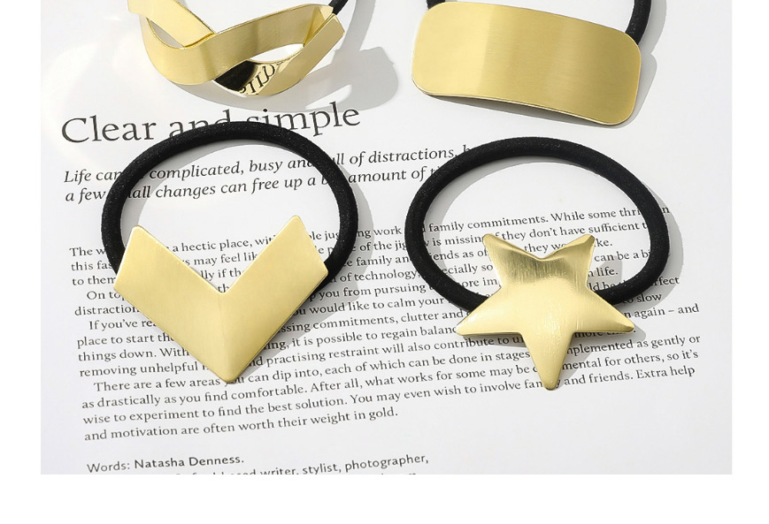 Fashion Five-pointed Star Geometric Metal Hollow Square Elastic Hair Rope,Hair Ring