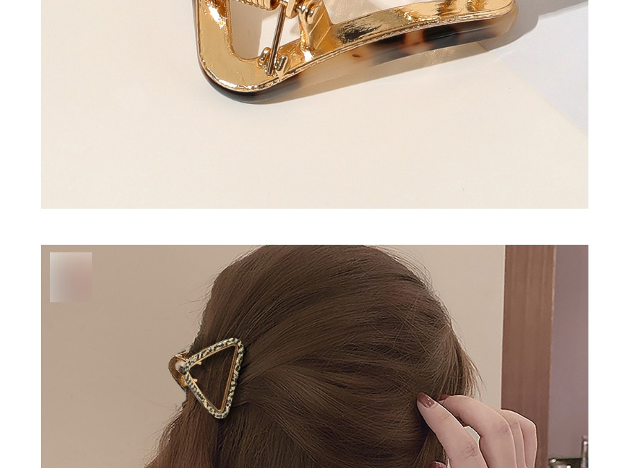Fashion Rice Tortoiseshell Acetate Alloy Triangle Hollow Resin Geometry Gripper,Hair Claws