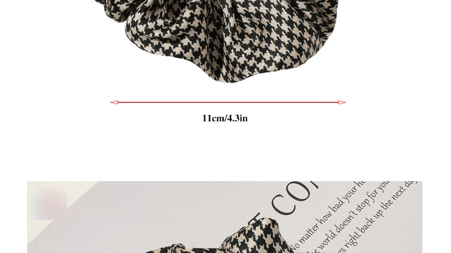 Fashion Houndstooth Black And White Leopard Satin Houndstooth Fabric Printed Large Intestine Circle Hair Cord,Hair Ring