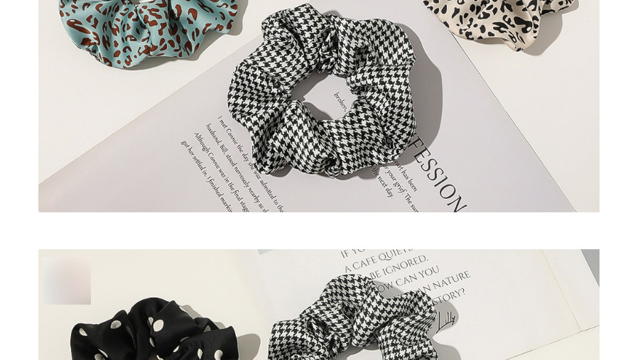 Fashion Leopard Beige Leopard Satin Houndstooth Fabric Printed Large Intestine Circle Hair Cord,Hair Ring