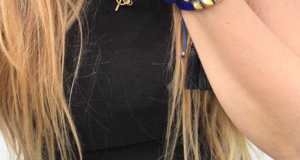 Fashion Tassel Blue Rice Beads Crystal Beaded Hand-woven Eye Rivet Bracelet,Beaded Bracelet
