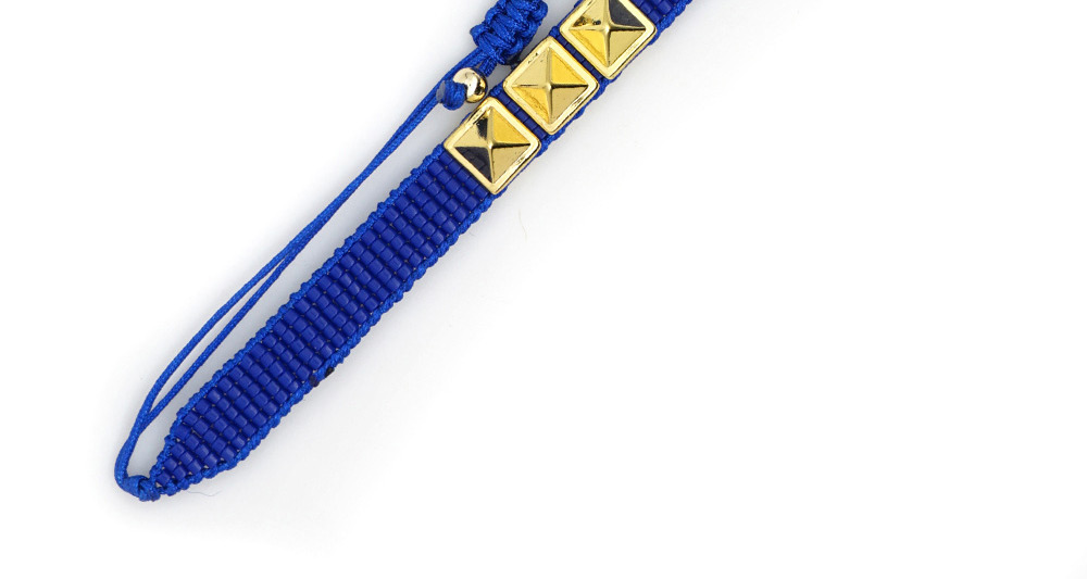 Fashion Eyes Blue Rice Beads Crystal Beaded Hand-woven Eye Rivet Bracelet,Beaded Bracelet