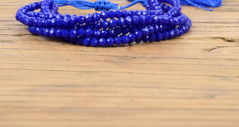 Fashion Rivet Blue Rice Beads Crystal Beaded Hand-woven Eye Rivet Bracelet,Beaded Bracelet