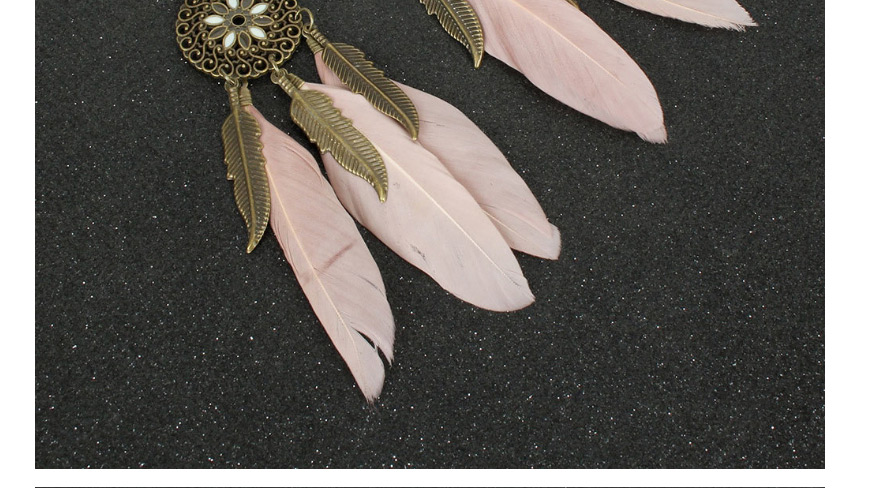 Fashion Pink Alloy Flower Feather Tassel Earrings,Drop Earrings