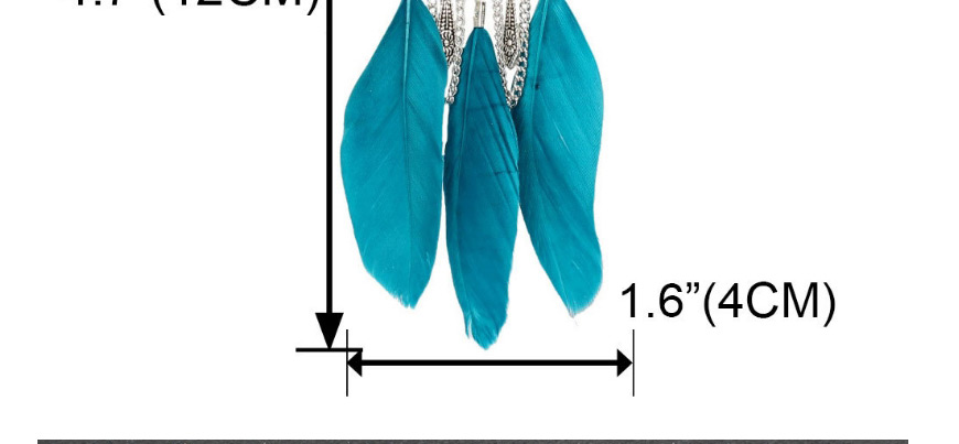 Fashion Blue Alloy Flower Feather Tassel Drip Earrings,Drop Earrings