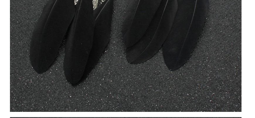 Fashion Black Alloy Flower Feather Tassel Drip Earrings,Drop Earrings