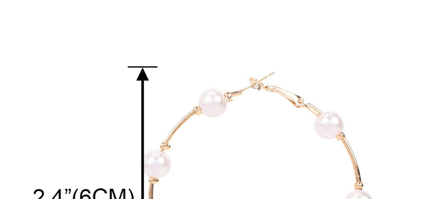 Fashion Big 6cm Pearl Beaded Round Alloy Earrings,Hoop Earrings