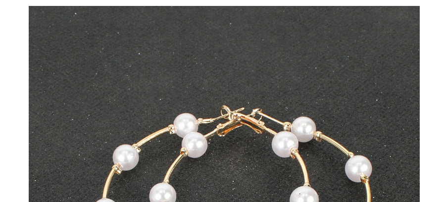 Fashion Small 4cm Pearl Beaded Round Alloy Earrings,Hoop Earrings