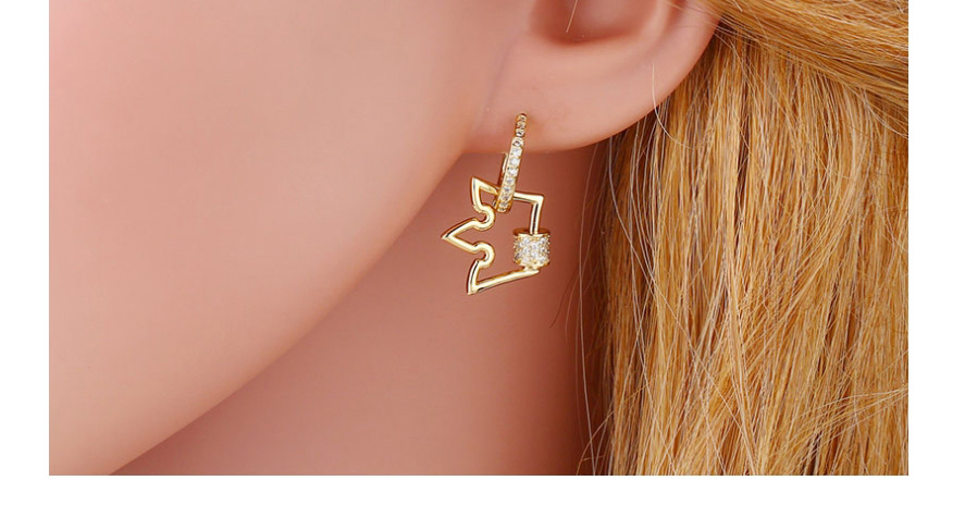 Fashion Pin Brooch Crown Copper Inlaid Zircon Cross Earrings,Hoop Earrings