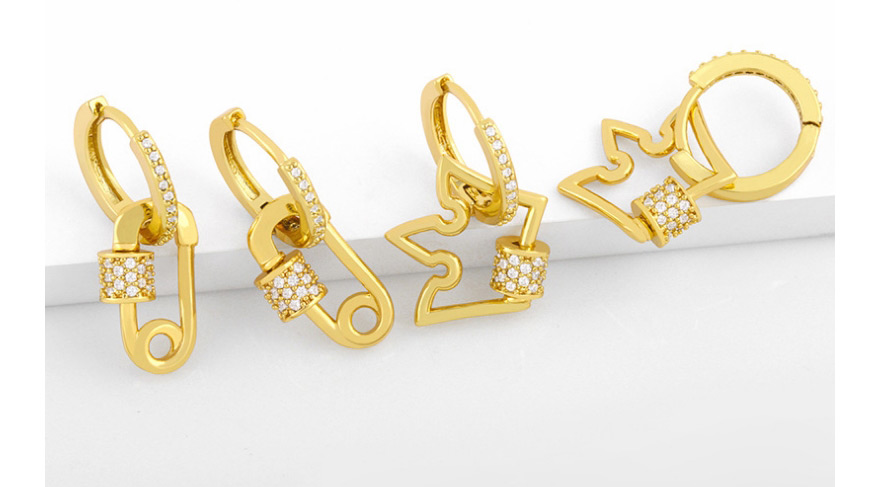 Fashion Crown Brooch Crown Copper Inlaid Zircon Cross Earrings,Hoop Earrings
