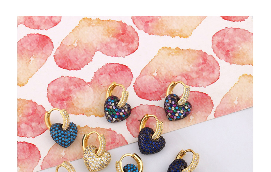 Fashion Blue Diamond Geometric Love Heart Copper And Zircon Earrings,Hoop Earrings