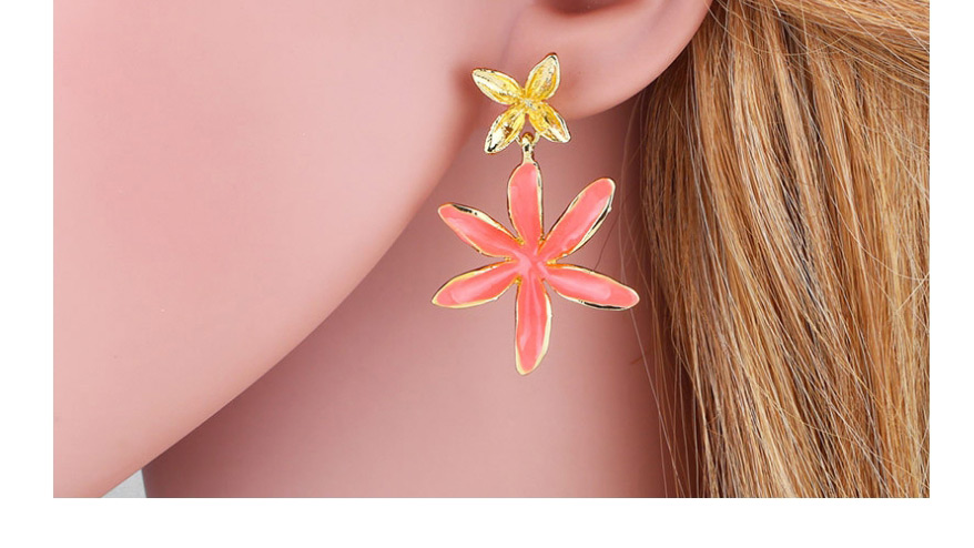 Fashion Green Drop Oil Flower Alloy Earrings,Drop Earrings